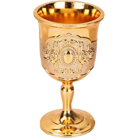 Verres à vin Yaju avec décor en relief, élégants, en alliage de zinc, style rétro raffiné, parfaits pour la photographie (lot de 2 - dorés) (1/5)