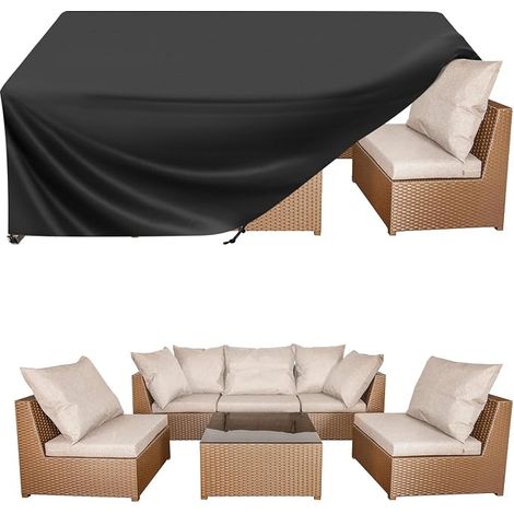 Set di mobili da giardino (nero, 274 cm di lunghezza x 208 cm di larghezza x 71 cm di altezza) (1/3)