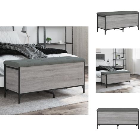 Sitzbank mit Stauraum Grau Sonoma 102x42x45 cm Holzwerkstoff - Wohnzimmer Dekoration - Stauraumbank - Garderobe - Schuhablage - Etagenwohnung Möbel (1/5)