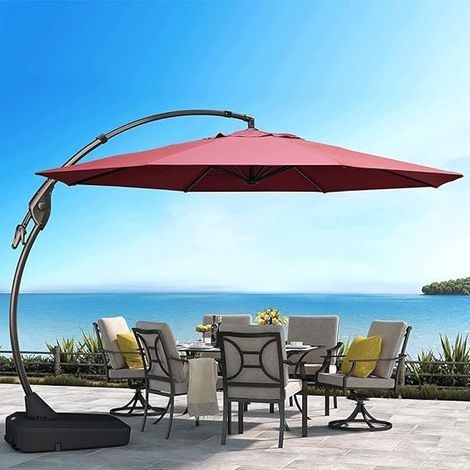 Housse de rechange pour parasol 3M 8 nervures avec aérations pour parasols en porte-à-faux Parasols à mât décalé Tous les parapluies de jardin Tissu polyester épais imperméable aux ultraviolets (rouge (1/5)