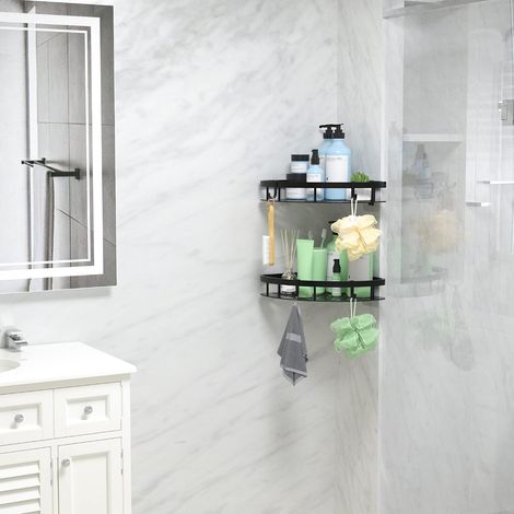 Tablette de douche d'angle, tablette de douche sans perçage, rangement et organisation de la salle de bain, autocollants de salle de bain et de cuisine hautement adhésifs, taille:28215cm-1pc (1/4)