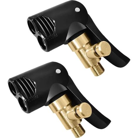 2pcs Air Valve Adapter with Pressure Relief Brass Threaded Inflating Fitting Fits Presta and Schrader Valve for Car, Bike, Motorcycle (1/5)