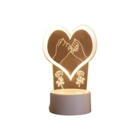 Veilleuse LED 3D charmante en forme de mains qui se tiennent, idéale pour la chambre à coucher, la chambre d'enfant, etc. (9,2 x 16 cm)