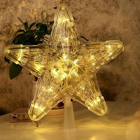 Light Up Christmas Tree Topper - 3D Star LED Christmas Tree Decoration Sparkling for Indoor Outdoor Bar Shop Office (Battery Operated Model, 30 Flash Lights) MUMU (1/4)