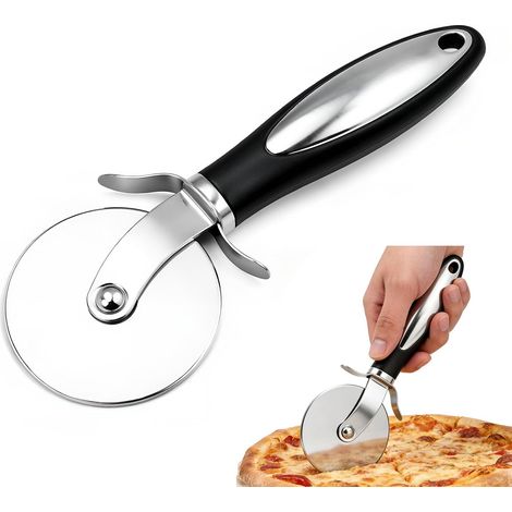 1 Coupe-pizza, Roulette en acier inoxydable, Poignée ergonomique, Pour pizza tarte gâteau, Usage maison restaurant (1/5)