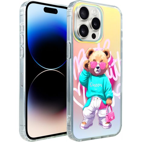 iPhone 14 Pro Max ibizu California Sunset Hülle mit MagSafe, Farbwechsel, Pink Queen, stylischem Teddybärenmotiv (1/5)