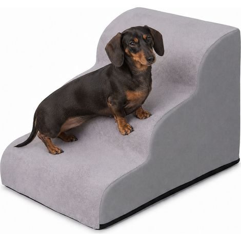 Relaxdays Scala per cani, antiscivolo, per letto & divano, rivestimento rimovibile, gradini per cani, 3 gradini, schiuma (1/5)