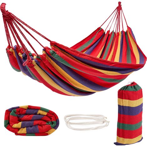 Large Garden Swing and Camping Hammock, with Carry Bag and Tree Ropes (1/4)