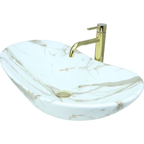 GTM Design Aufsatzwaschbecken 62 cm – Matt Modernes Waschbecken ohne Hahnloch – Elegantes Aufsatzwaschbecken Oval für Badezimmer und Gäste WC – nur Bad Waschbecken (1/5)