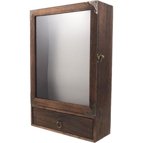 Boîte à Ombres Rustique en Bois avec Tiroir et Couverture Transparente, Cadre Mural pour Collections et Fleurs Séchées, Décoration Élégante pour Salons et Maisons (1/5)