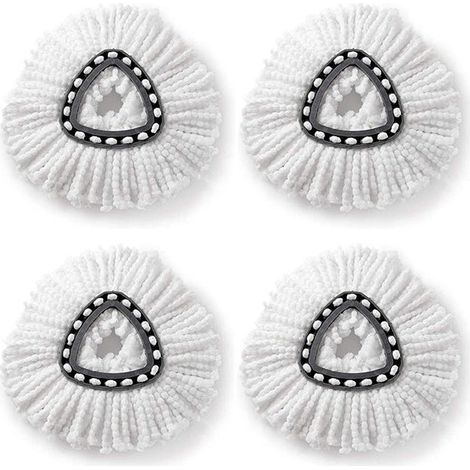 Lot de 4 chiffons de rechange triangulaires en coton pour têtes de balai rotatives O-Cedar/Villeda - Blanc (1/5)