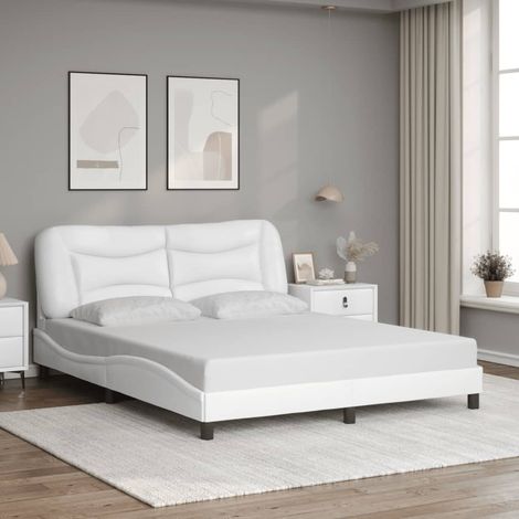 Cadre de lit sans matelas Hvar blanc 160x200 cm similicuir vidaXL (1/5)