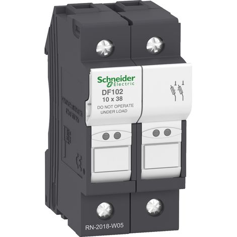 Portafusible TEYS DF 2P 32A 690V AC tamaño 10x38 mm con maneta bloqueable (1/2)
