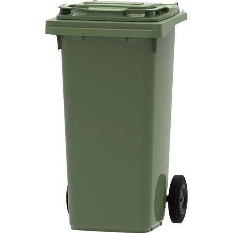 ESE France Conteneur Poubelle à déchets 2 roues - 120L - Robuste et Économique - 100% Recyclé - Vert - Fabriqué en France