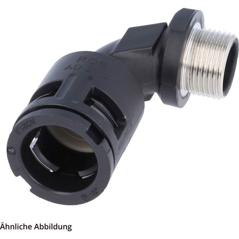 FLEXA RQBK90-P Schnellverschraubung 90 Grad Bogen Gewinde PG11x1,41 für Schlauch-Außendurchmesser 15,8mm hochdichtend mit Messing-Außengewinde - 1 Stück (1/3)