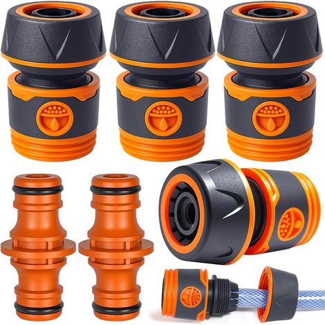 4 Pièces Raccord Tuyau D'arrosage,Embout Tuyau Arrosage 19 mm,Connecteur Tuyau Arrosage(3/4"),avec Connecteur,pour rallonge de conduite d'eau et raccordement de Tuyau (B) (1/3)
