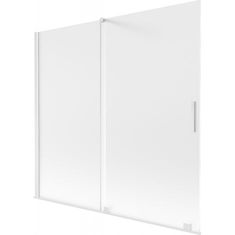 Paroi de bain coulissante à 2 vantaux Mexen Velar 170 x 150 cm, givrée, blanche - 896-170-000-31-20 (1/2)