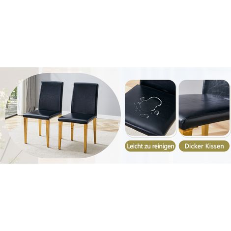 Silla de comedor, set de 4, 41 x 47 x 90 cm, negro y oro (1/5)