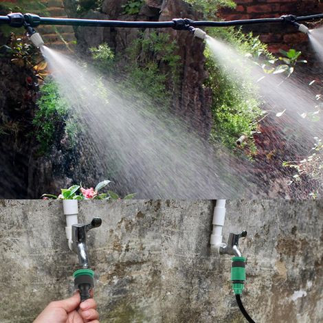 Kit d'arrosage automatique 10M tuyau micro-irrigation pour jardin serre plantes système goutte à goutte. (1/5)