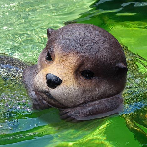 Décoration de Jardin Statue Animal Fiable pour Ponds et Pools en Résine Flottante Otter Ornement avec Finition Réaliste Approx. 15.5x14.8x9cm (1/4)