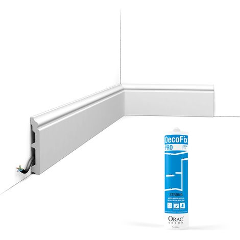 Pack 10 mètres Plinthes SX173 avec colle - Orac x Cimaises-et-plus - 10 x1,6x200cm (h x p x L) - plinthe décorative polymère