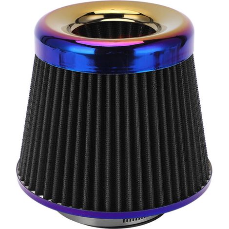 Jeffergarden Filtre à Air D'admission de Voiture, Filtre à Air Conique Rond Haute Performance de 3 Pouces/76 Mm, Filtre à Air D'entrée D'accessoire Universel à Cône Réutilisable Lavable(le noir) (1/4)