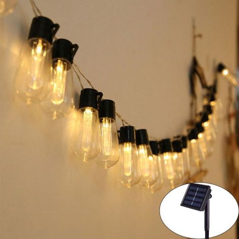 Guirlande lumineuse LED solaire pour décoration extérieure, lumières de jardin étanches, décoration de fête 5 mètres 10 lumières (1/4)