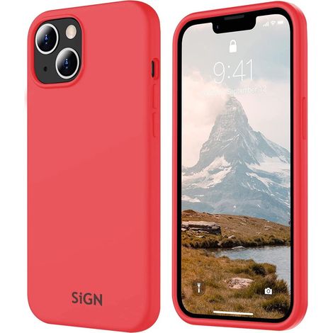 Custodia in silicone liquido sign per iphone 15 plus - rossa