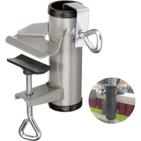 Clip Pied Parasol - Métal Robuste - Pour Balcon Terrasse Clôture Table - Adapté Tiges Rondes Jusqu'à 50 mm - 1 Pièce (1/3)