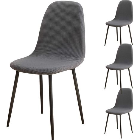 Set of 4 modern and retro jacquard dining chair covers with high back for kitchen, living room, dining room, bar, cafe (Grey) (1/5)