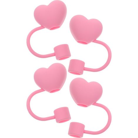 Pvc 4 Stück Rosa Herzförmige Strohhalmverschluss aus Leichte et Dekorative (1/5)