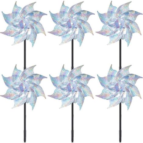 Moulin à vent anti-oiseaux – Lot de 6 moulins réfléchissants 50cm – Résistant aux intempéries – Éloigne les oiseaux sans les blesser (1/5)
