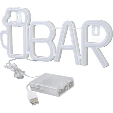 BAR lumineux LED néon violet, forme BAR, design élégant, alimenté par USB ou piles, haute sécurité, idéal pour chambre, fête, jardin (1/5)
