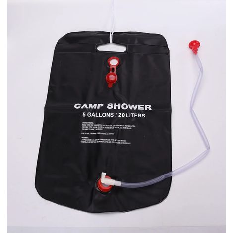 Sac de douche pliable (noir, 20 L) pour le camping, idéal pour les pique-niques, la randonnée et les voyages en plein air. (1/4)