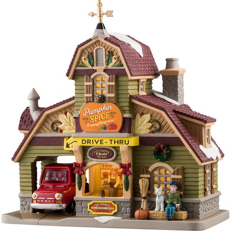 Edificio per villaggio di Natale "Pumpkin Spice & Everything Nice Coffee Shop" in porcellana (1/4)