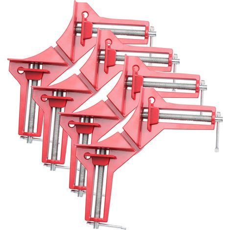 LangRay 4 pièces Pince à Angle Droit à 90 Degrés, Pinces à Bois, Photo Support de Coin de Cadre Machoire Etau D'Angle Reglable à Bois Ensemble Pour Cadre Multi Photo Wedge Menuiserie Soudure (1/5)