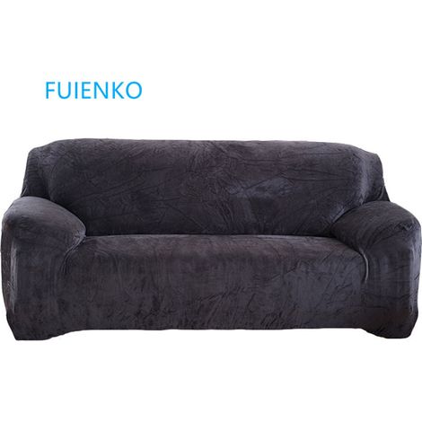 Housse de Canapé Extensible 3 Places avec Accoudoirs Revêtement de Canapé 190-230cm Noir (1/4)