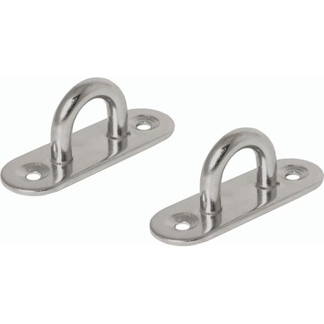 Lot de 2 Platines à Œil - Acier Inoxydable A2 - Charge 714 kg - Entraxe 20 mm - Pour Arrimage Intérieur et Extérieur - 80 x 26 mm (1/5)