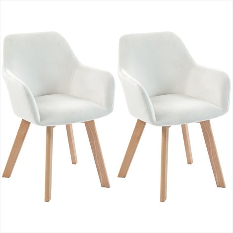 Banc de salle à manger Fauteuils lounge tissu velours crème (1/5)