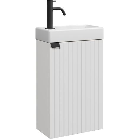 WC Badmöbel Bosco 40x22 cm Matt Weiß - Schrank Waschbecken Badez (1/5)
