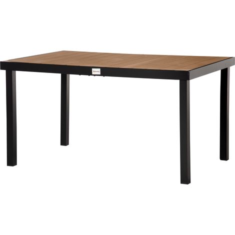 Gartentisch aus Aluminium, 140 x 90 x 74 cm, Holzoptik, für 6 Personen