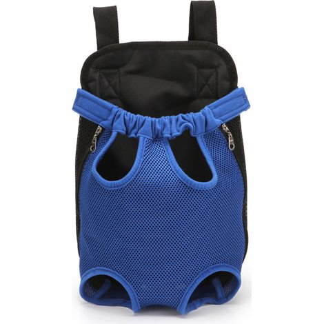 Sac à dos de transport pour animaux de compagnie, jambes réglables, ajustement facile, mains libres, doux et respirant, sac avant pour chiens et chats, bleu S (1/5)