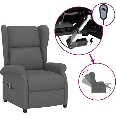 Fauteuil inclinable électrique à oreilles en tissu gris foncé (1/5)