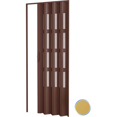 Falttür mit Kunstglaseinsätzen in PVC mod. Sonia Asche 82x210 cm