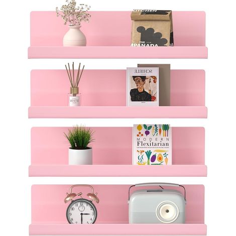 Schweberegale 4er Set Rosa Kunststoff mit zwei Installationsmethoden (1/5)