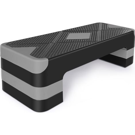 Plateforme Aerobic Step Ajustable en Hauteur 3 Niveaux 68,58x27,94 cm ABS Gris (1/5)