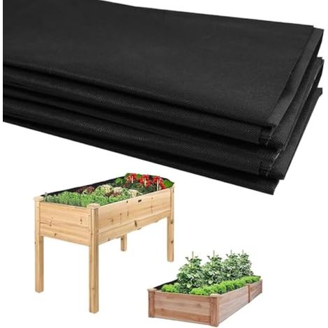 2 pièces Doublures de Lit Surélevé, 160CM x 210CM Grand Bac à Légumes en Tissu Non Tissé, Tapis de Plantation pour Légumes Fleurs Plantes (Noir)