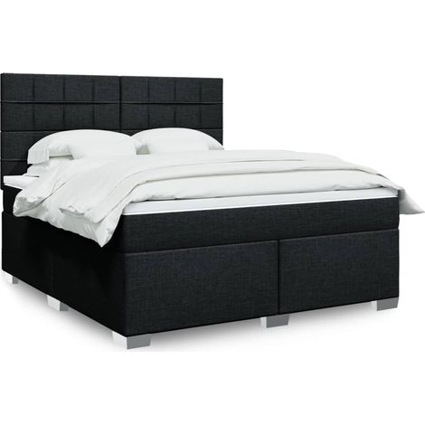 Boxspringbett mit Matratze Schwarz 180x200 cm Stoff