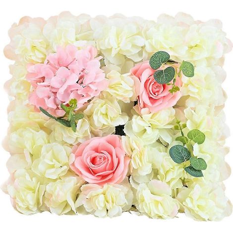 Panneau de fleurs artificielles roses, décor romantique à faire soi-même, panneau floral décoratif, fond photo pour mariage, événement, décoration murale intérieure-Light Champagne (1/5)