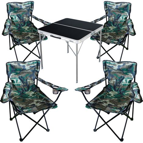 5-teiliges Campingmöbel Set schwarz - Camouflage-MMC330883B+4xMPO2469 (1/4)